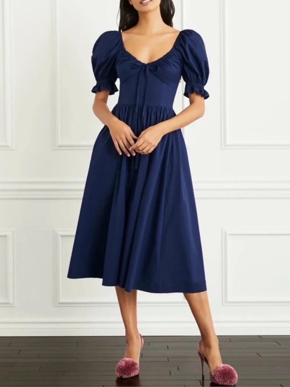 Hill House The Ophelia Midi Dress in Navy